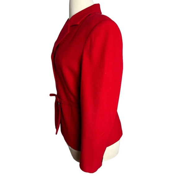 Jacqueline Ferrar Women Vintage Red Cashmere & Wool Blend Blazer with Belt Sz.16 - Picture 2 of 13